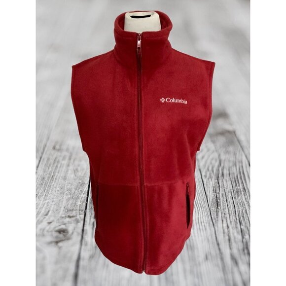 Columbia sleeveless fleece full zip hand pockets solid burgundy vest size medium - Picture 4 of 8
